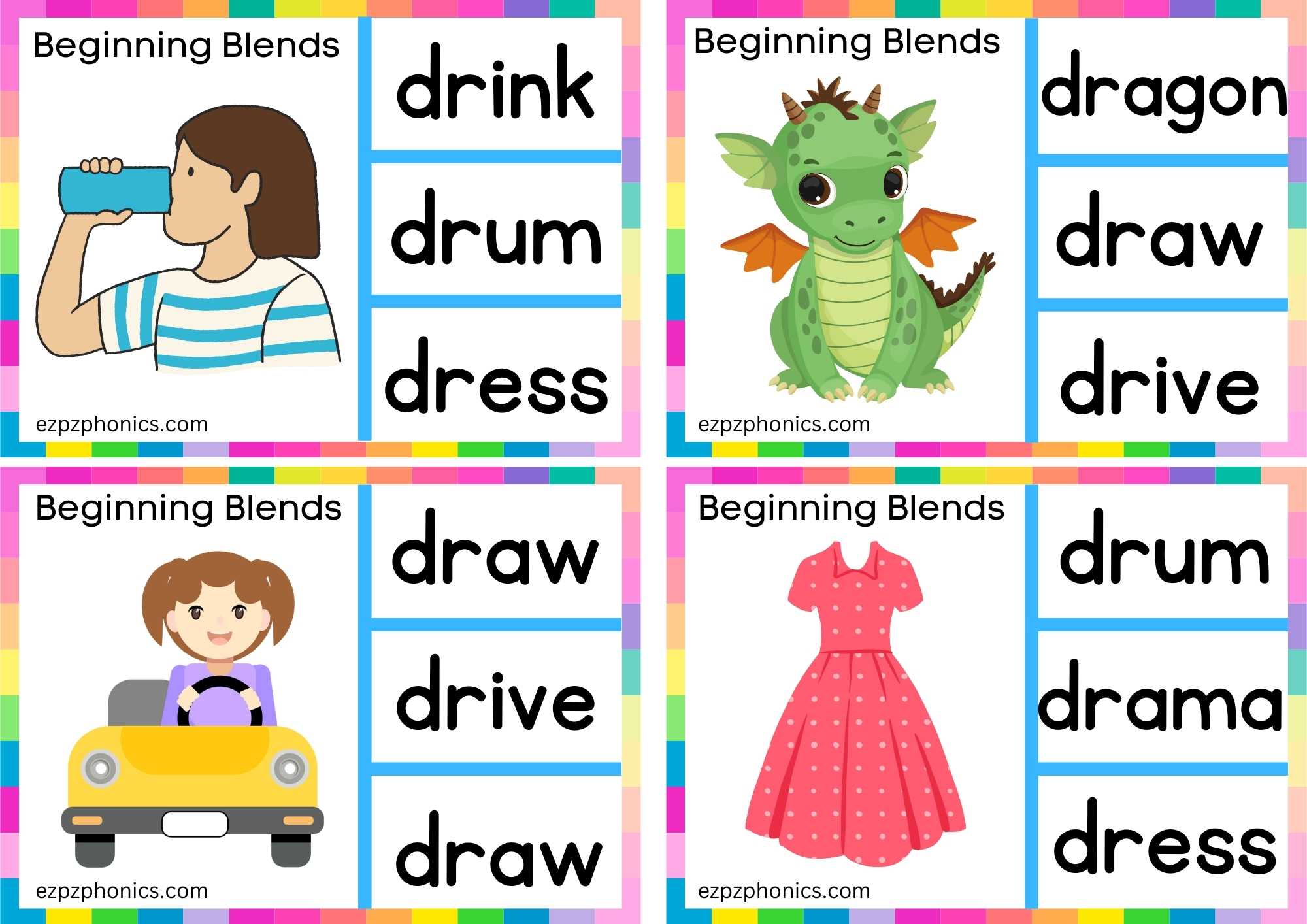DR Beginning Blends Clip Cards Look At The Image And Clip The Correct Word Set 1